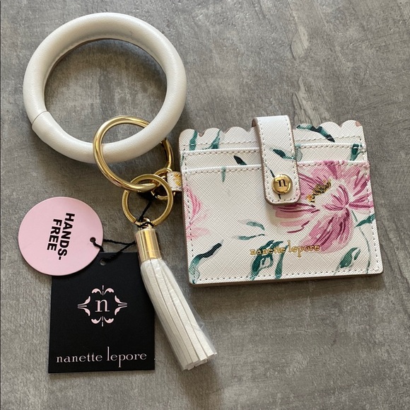Nanette Lepore Accessories - Nanette Lepore White and Pink Floral Key & Card Holder Set